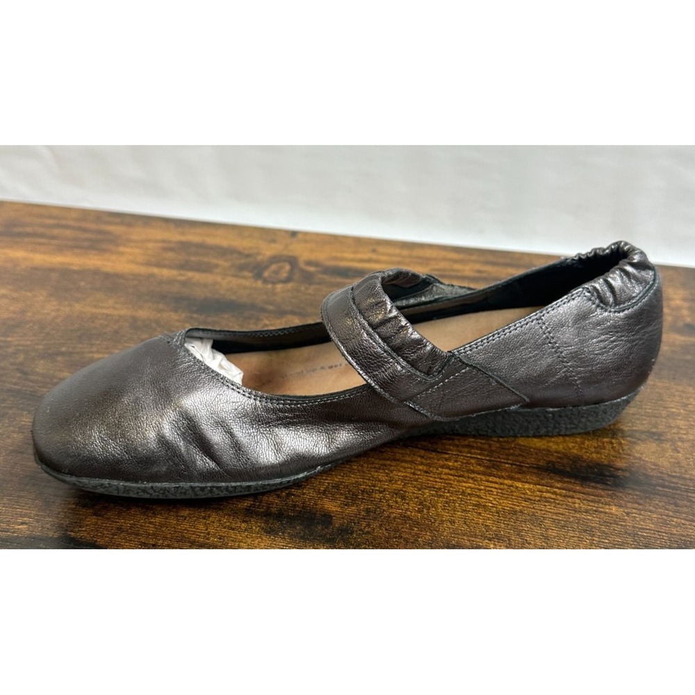 Taos Mary Jane Flats Metallic Leather Comfort Shoe Sz 39 US 8 8.5 Office Travel - Picture 4 of 13